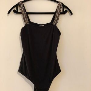 NEW Black bodysuit with embellished straps